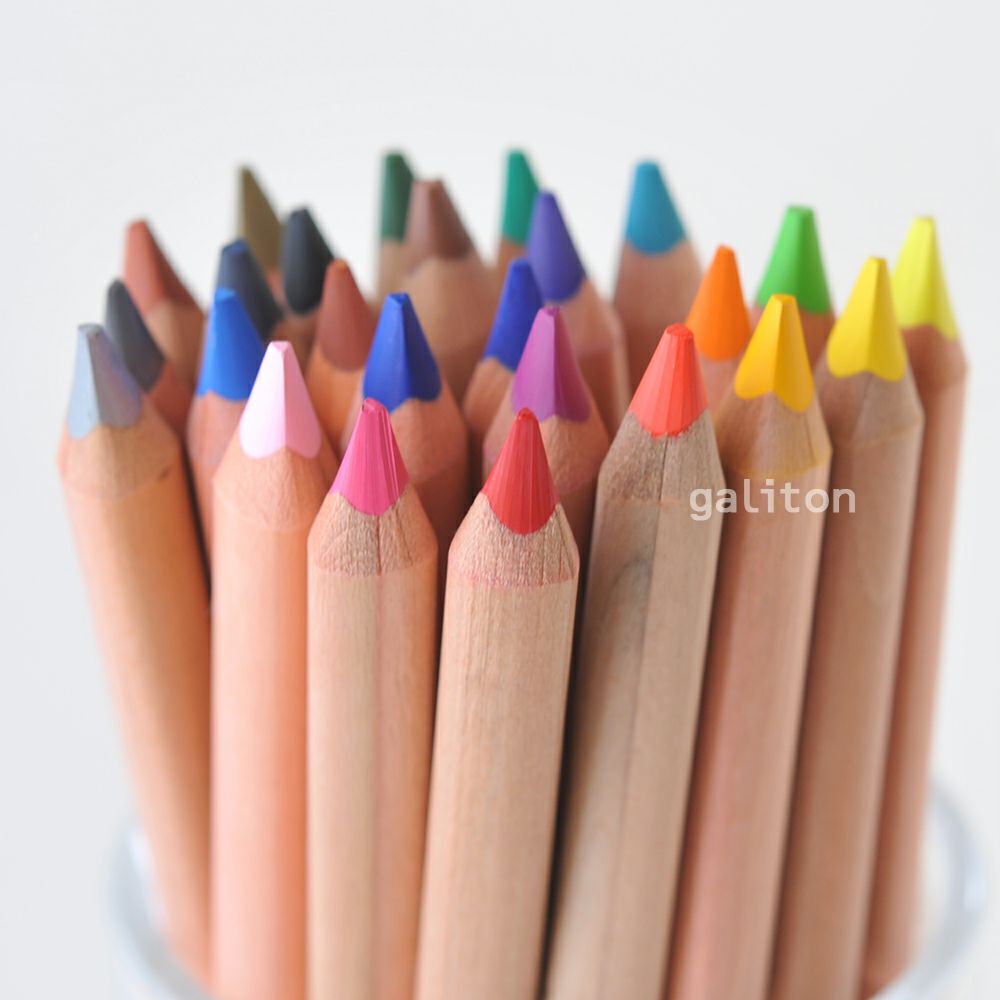 シュトックマー Stockmar三角軸色鉛筆24色+鉛筆B アクリルペン立て付き